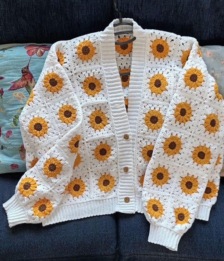 Crochet Sunflower Granny Cardigan