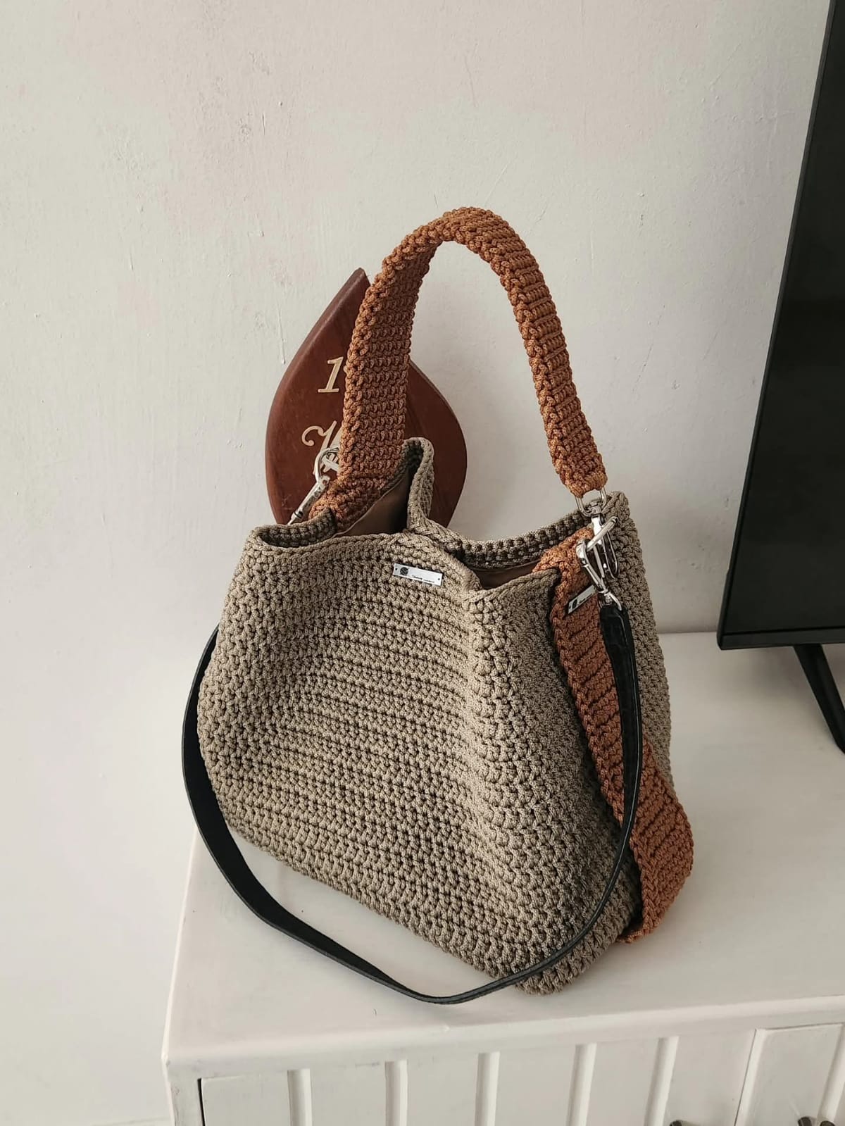 Crochet Slouch Tote — Sage & Rust