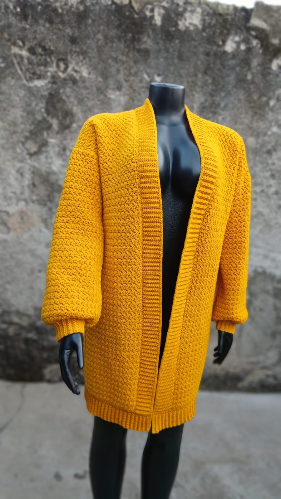 Crochet Duster Cardigan — Mustard