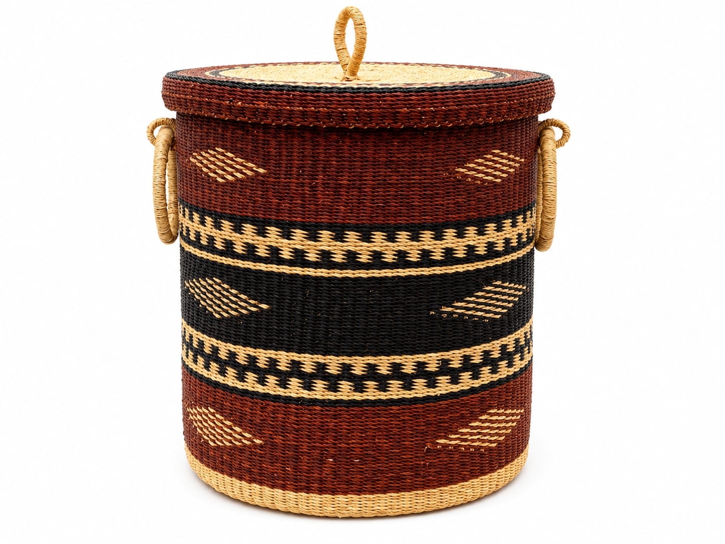 Lidded Laundry Hamper — Rust Diamond