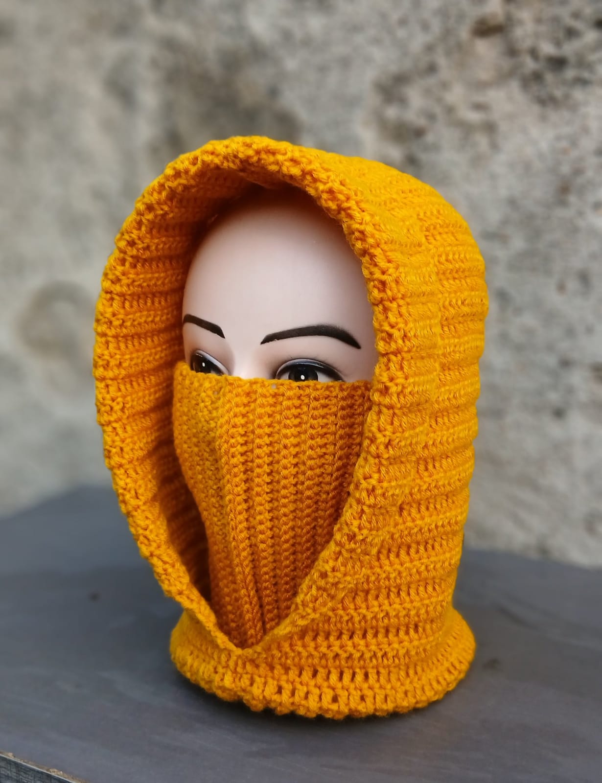 Crochet Hooded Balaclava — Gold