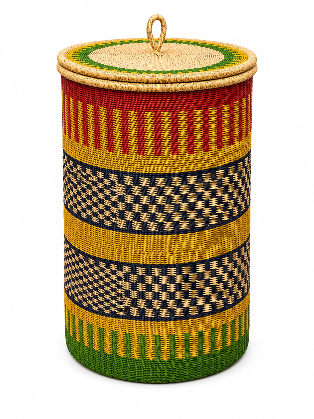 Lidded Laundry Hamper — Kente Colours