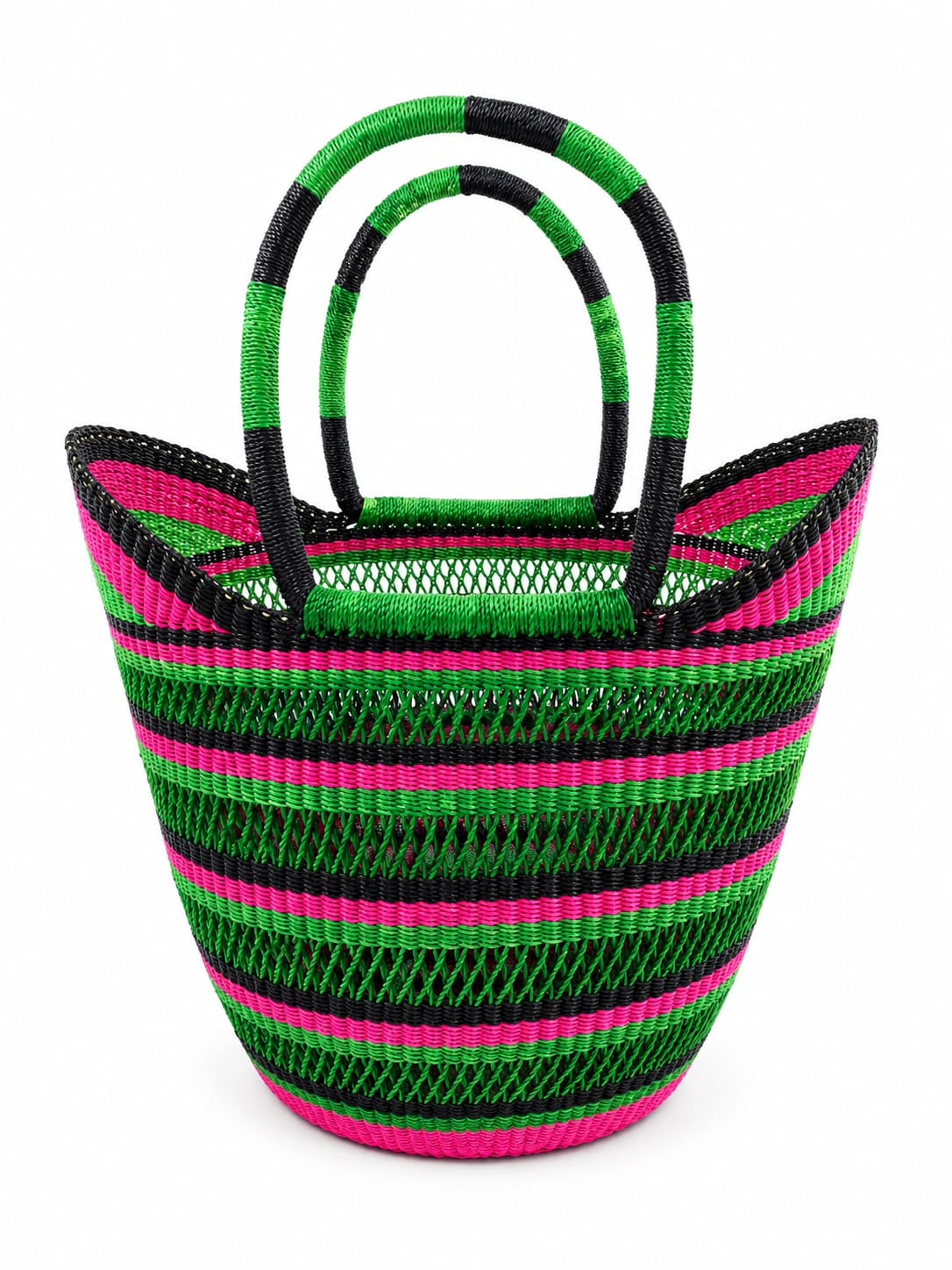 Wing Shopper Basket — Pink & Green