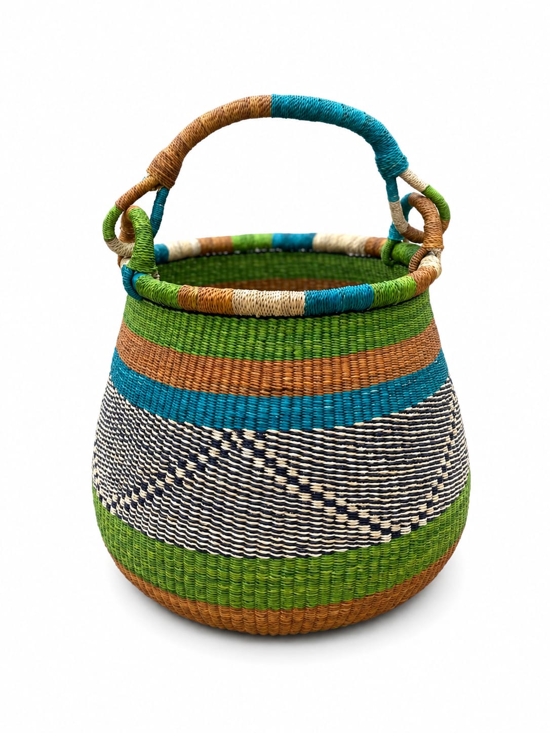 Pot Basket — Teal & Lime